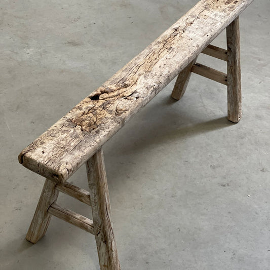 Skinny Reclaimed Elm Wood Bench