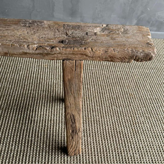 Skinny Reclaimed Elm Wood Bench